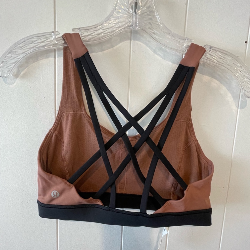 lululemon athletica Strappy Back Sports Bra in Brown and Black